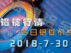 2018-7-30铝锭行情：上海等各地今日铝价铝锭价格
